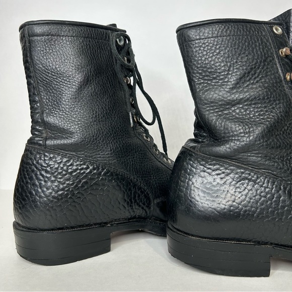 Vintage 90s BOULET Combat Boot LaceUp Pebbled Full Grain Black Leather Punk 9 - Picture 11 of 15